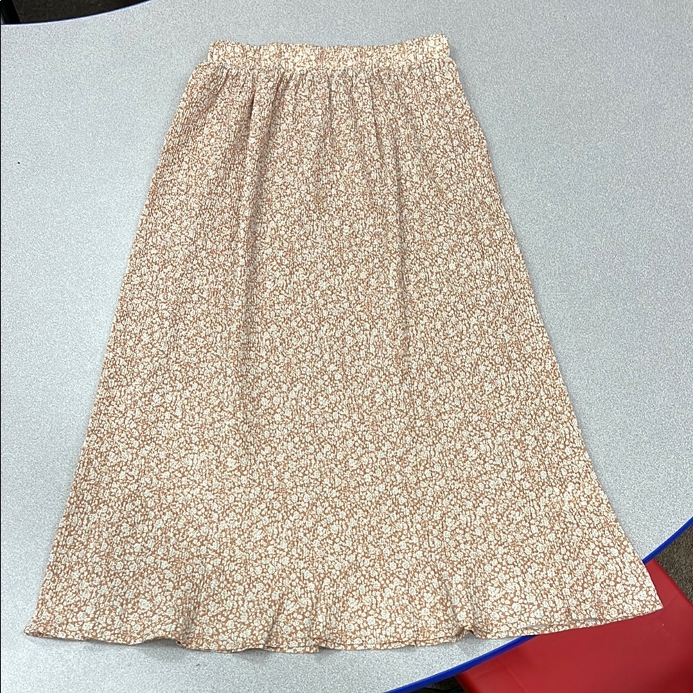 Wishlist Cream Midi A-Line Skirt with Pleats
